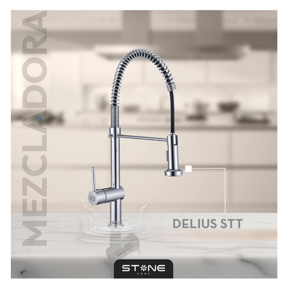 Mezcladora Monocomando P/Cocina al Mueble Delius St-01 Cromado Stone