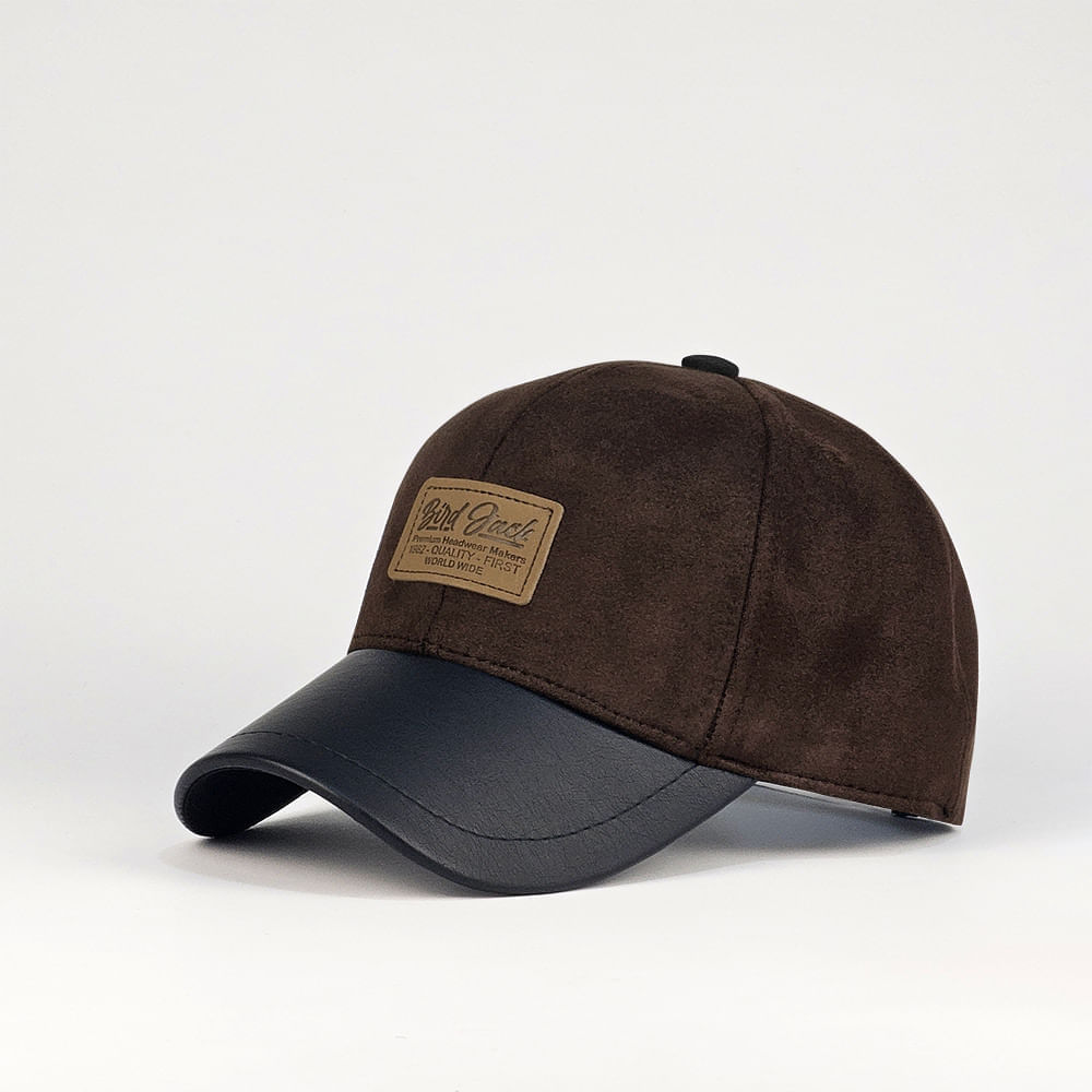 Gorra Bird Jack Terciopelo y Tacto Cuero Chocolate