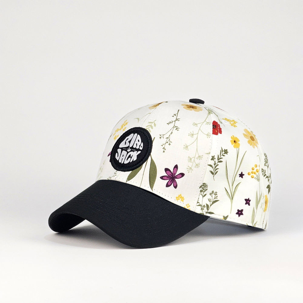 Gorra Bird Jack Casimir Floreada Blanca Con Negro