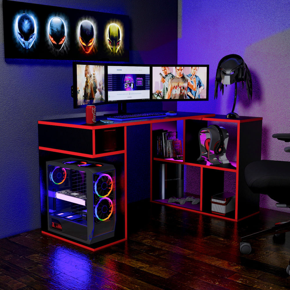 Escritorio-Gamer-en-L-133x80cm-NR-11-Movenda-Negro-Rojo Escritorio-Gamer-en-L-133x80cm-NR-11-Movenda-Negro-Rojo