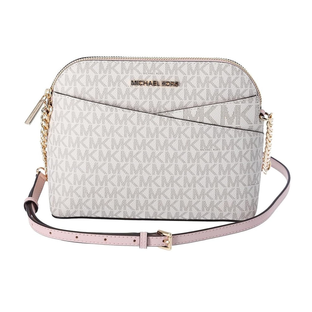 Michael Kors Jet Set Bolso bandolera mediano de cuero Rosa Vainilla Blush