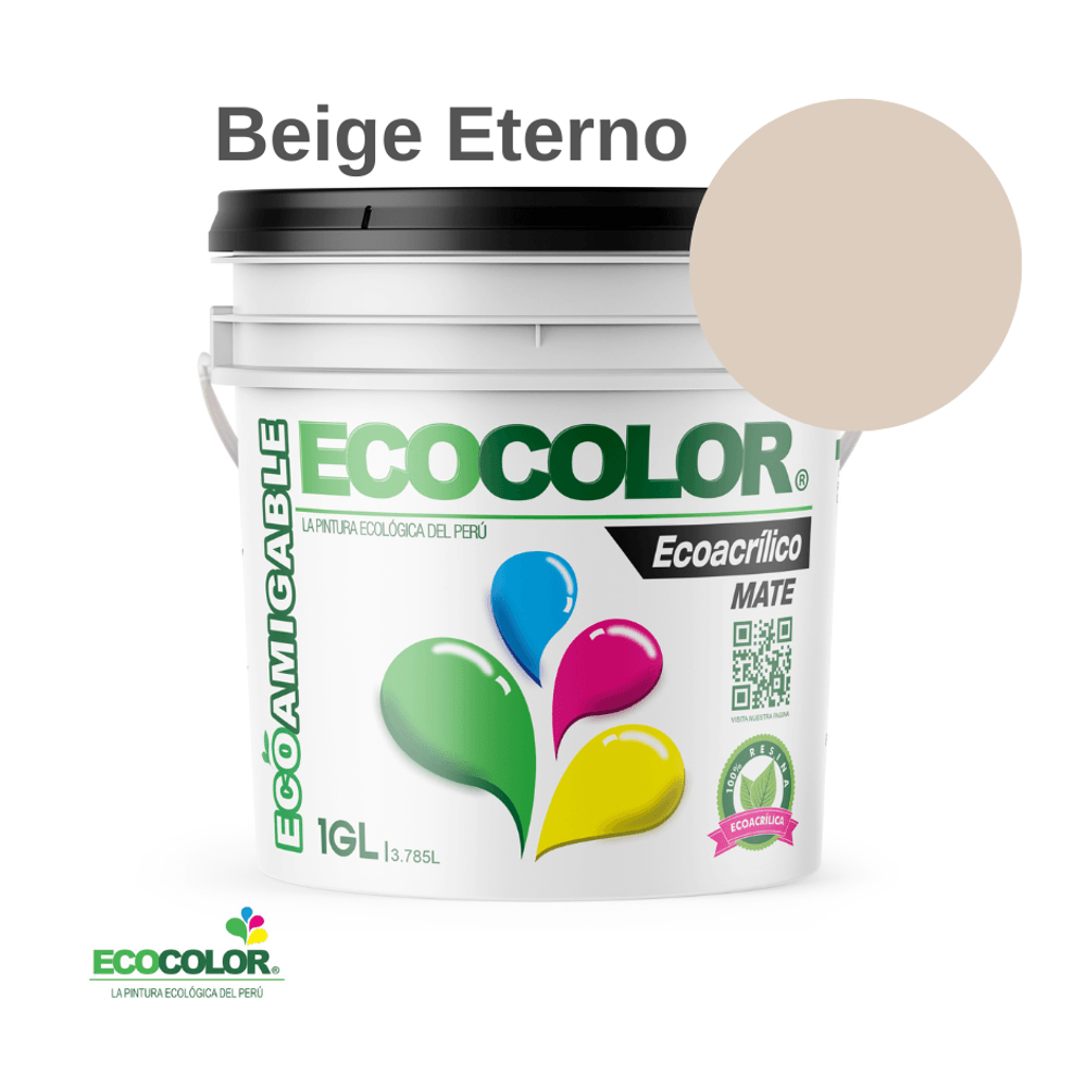 Pintura Ecológica ECOACRILICO MATE 1 Galón Beige Eterno