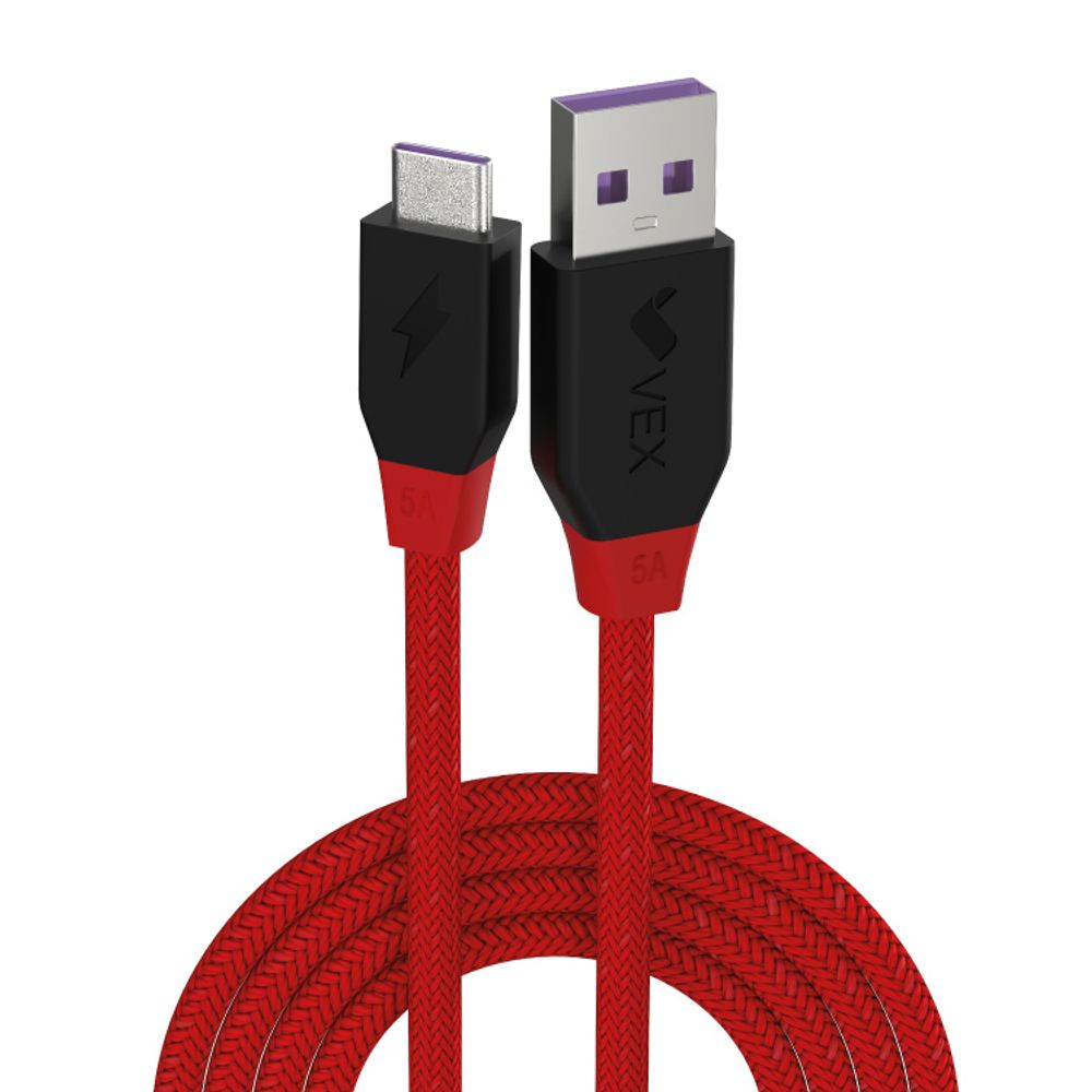 Cable VEX 5A Entrada Tipo C Rojo de 3 Metro