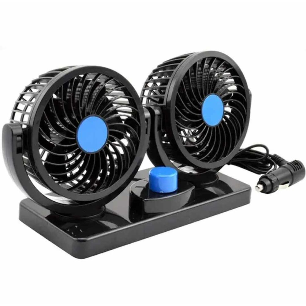 Ventilador Auto Doble Giratorio 360 grados con base