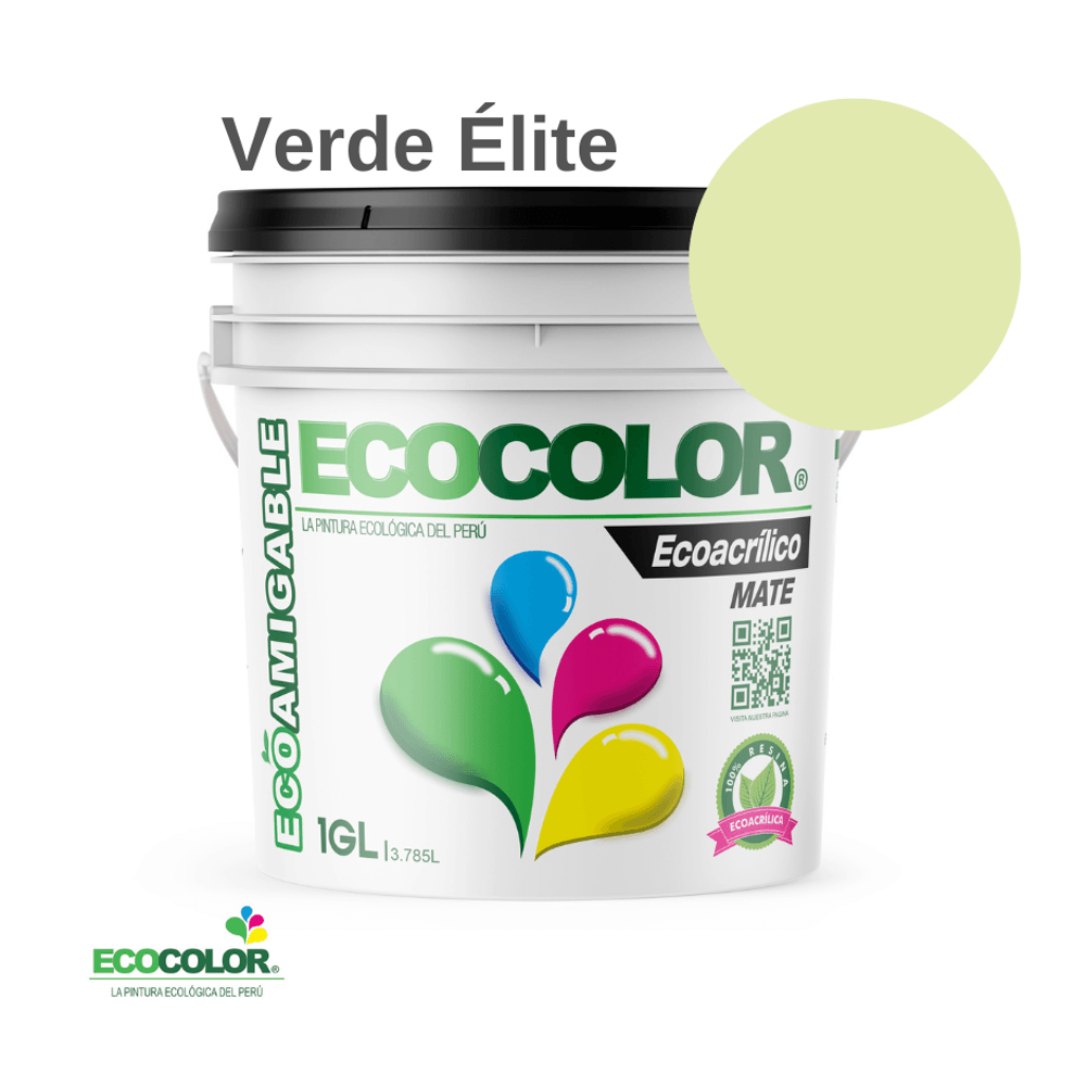 Pintura Ecológica ECOACRILICO MATE 1 Galón Verde Élite