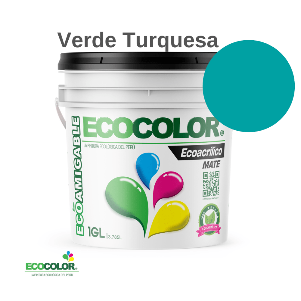 Pintura Ecológica ECOACRILICO MATE 1 Galón Verde Turquesa