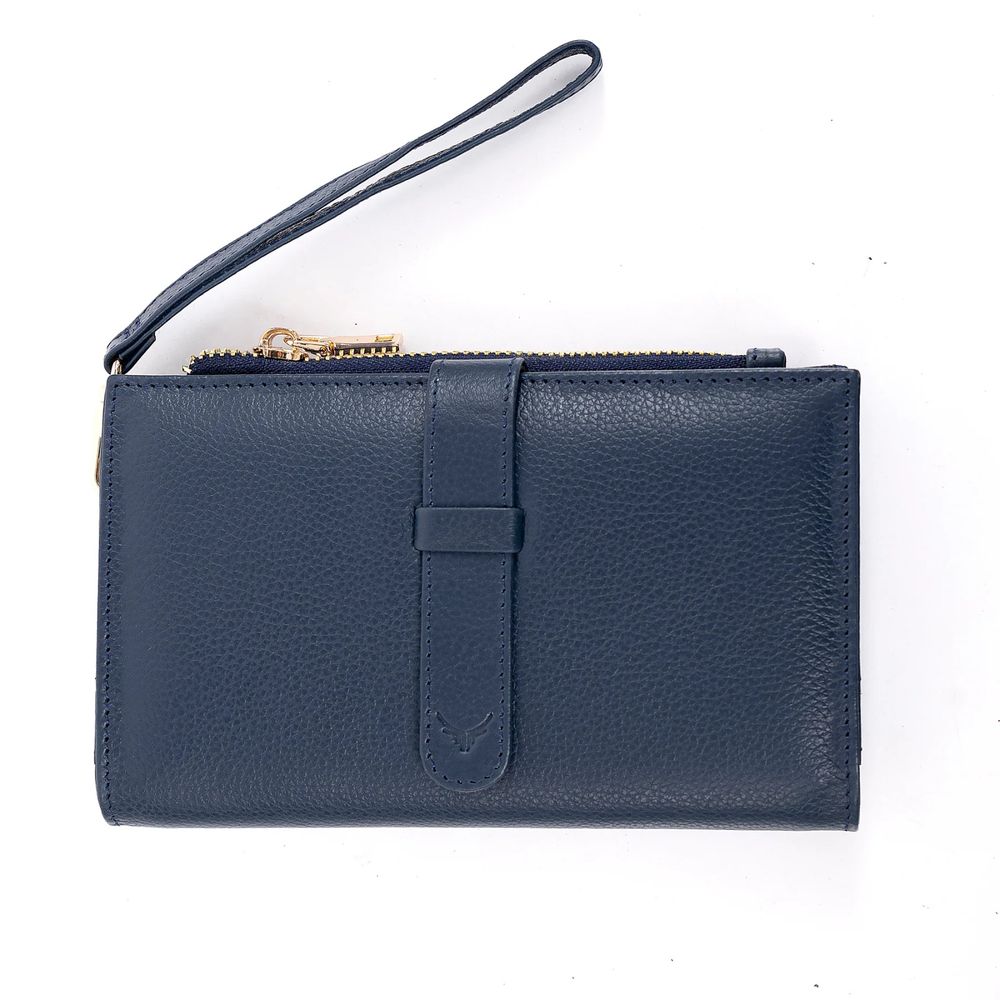 Billetera Y Porta Pasaporte De Cuero Vacuno Para Dama ARW03 Azul