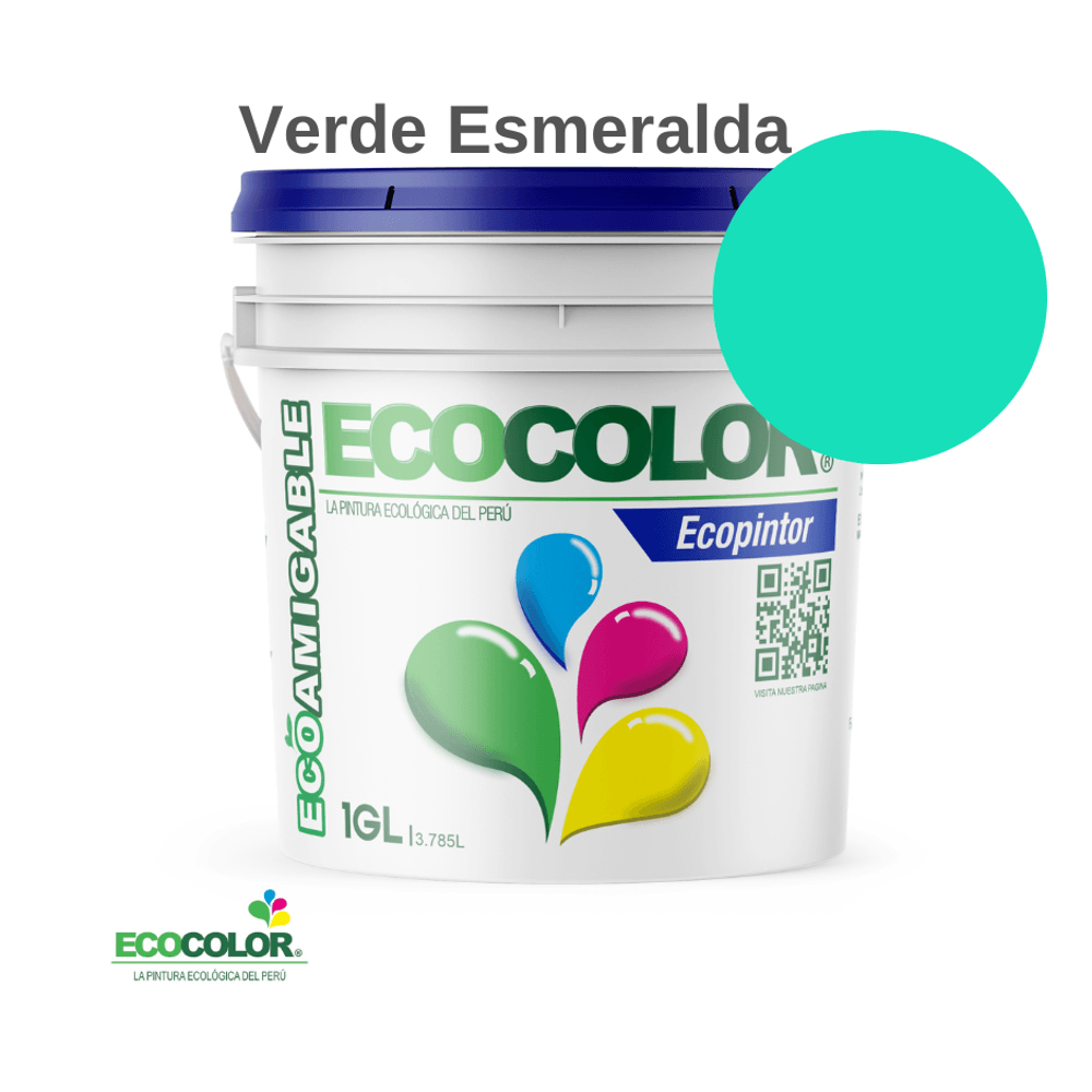 Pintura Ecológica ECOPINTOR 1 Galón Verde Esmeralda