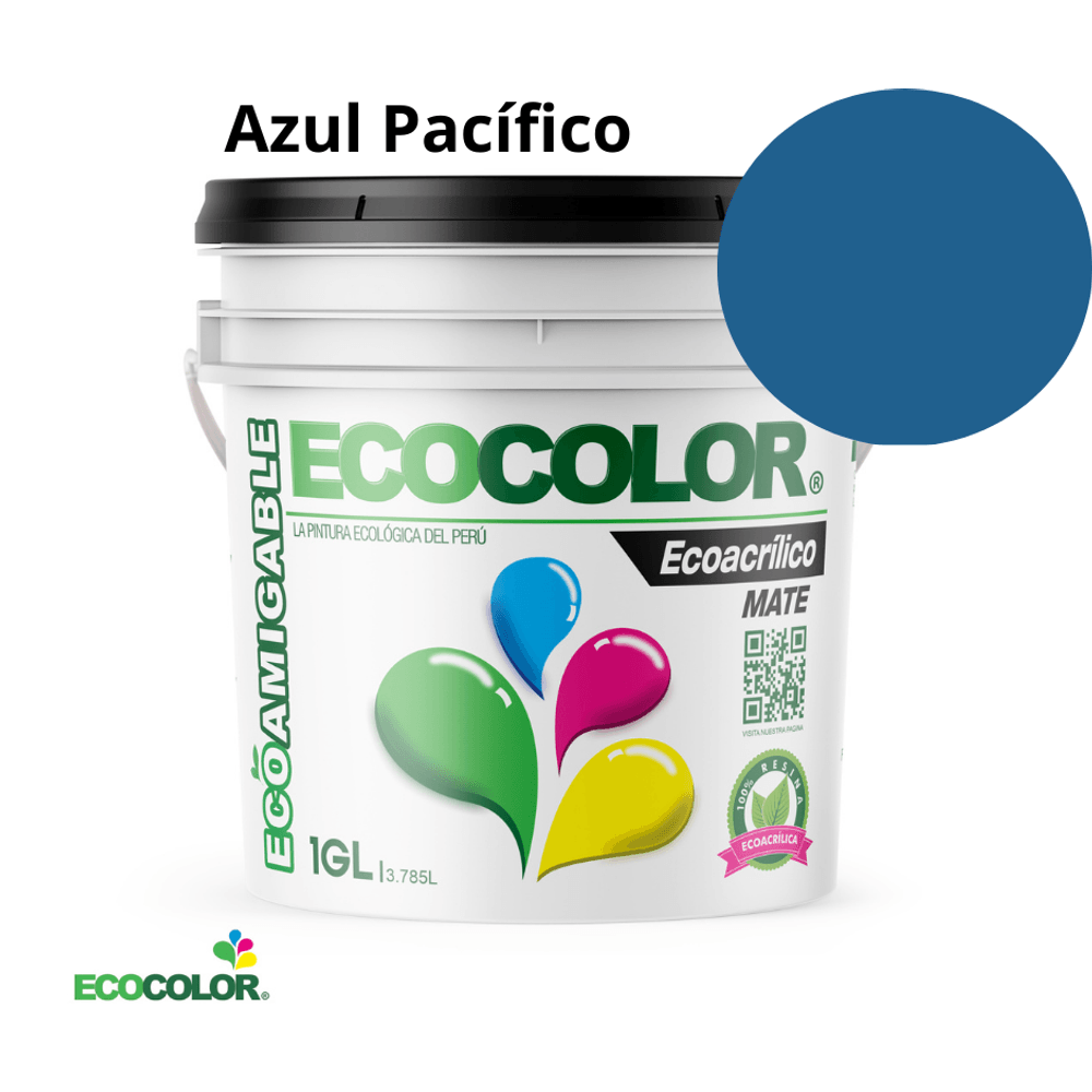 Pintura Ecológica ECOACRILICO MATE 1 Galón Azul Pacífico