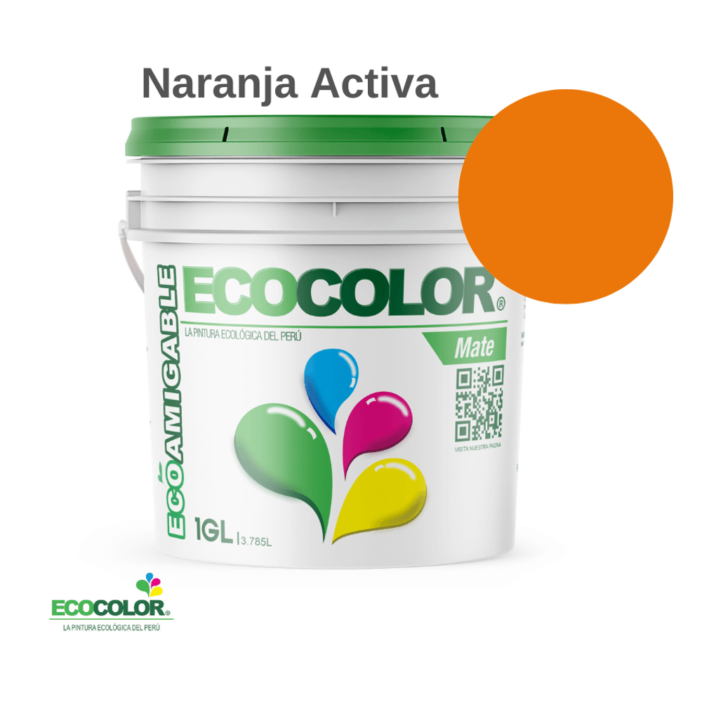 Pintura Ecológica MATE 1 Galón Naranja Activa