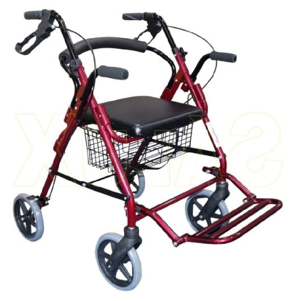Andador de Aluminio 4 Ruedas Asiento Respaldo y Reposapies