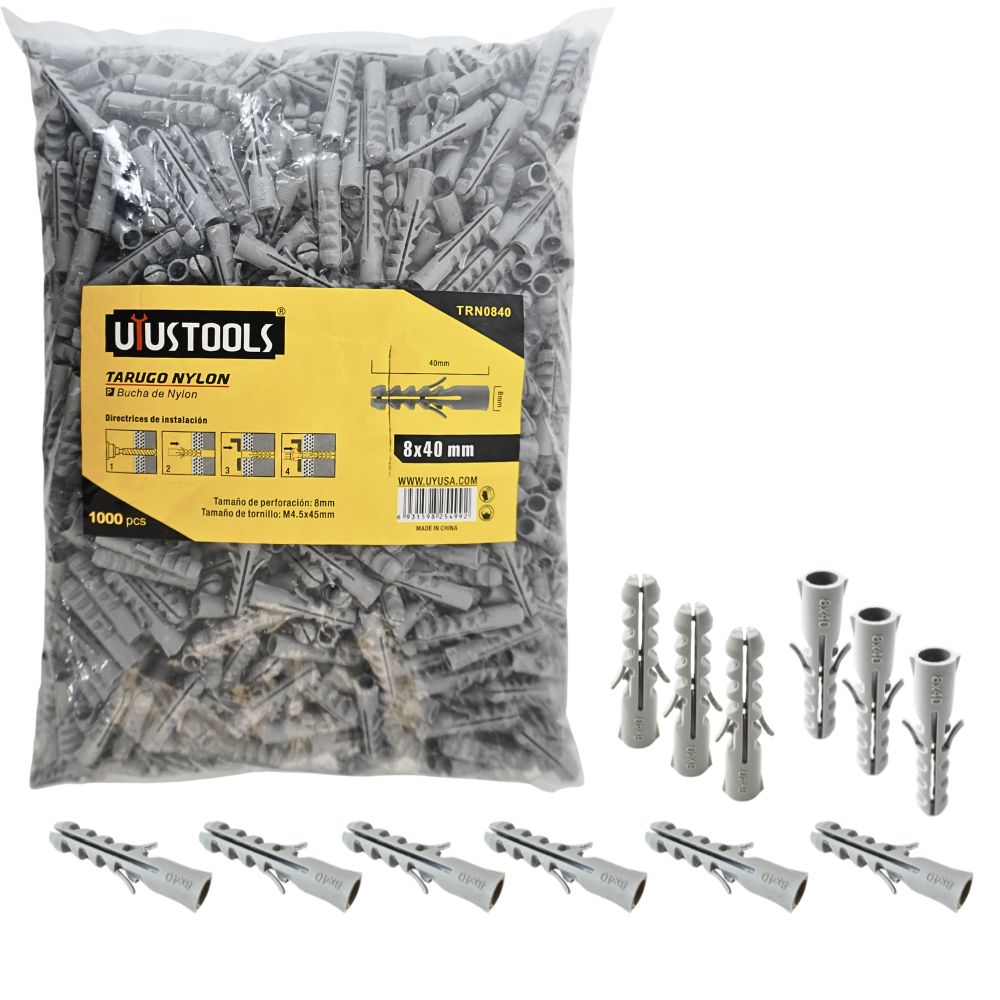 Tarugo de Nylon 8x40mm 1000 unidades - Uyustools