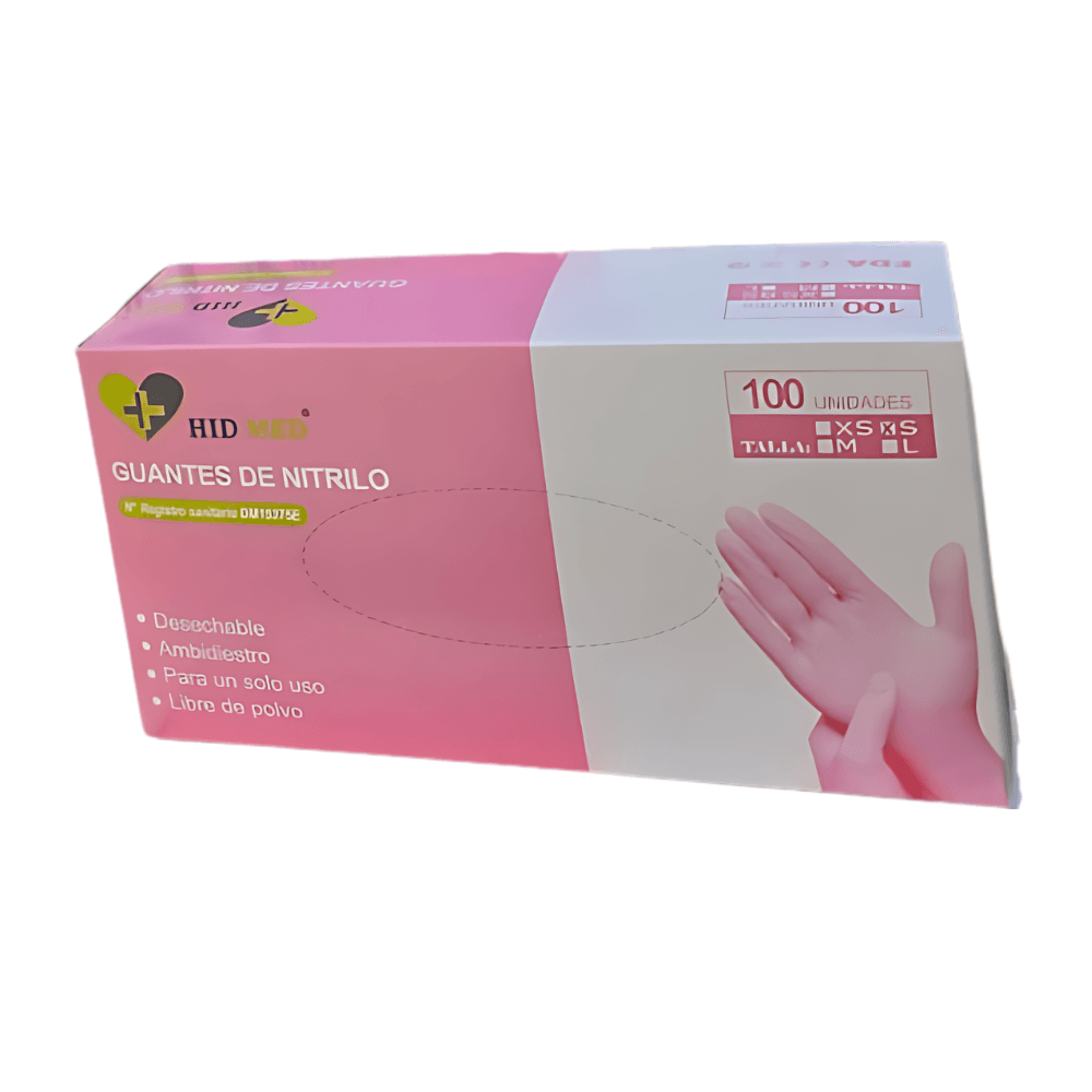 Guantes de Nitrilo Rosa Pink Talla L 100 unidades