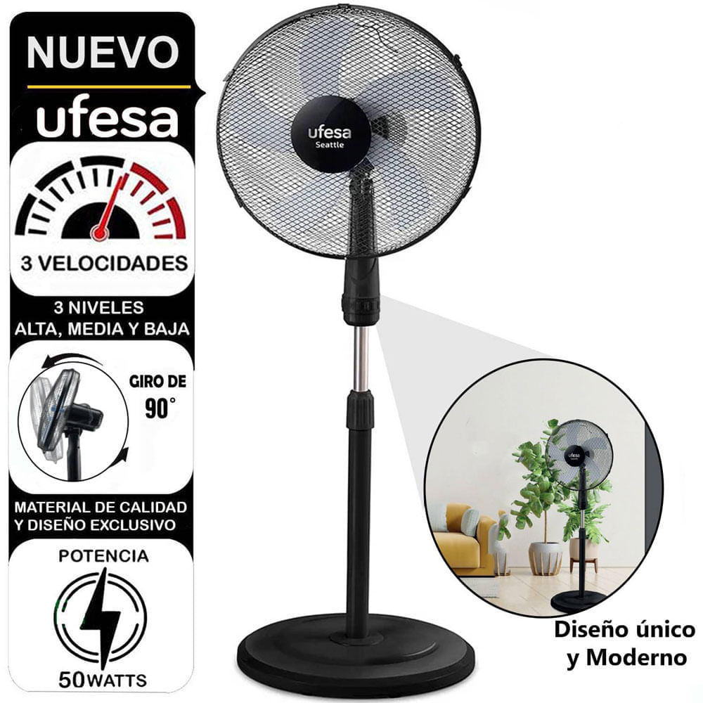 Ventilador de pedestal Ufesa Seattle 16 50W