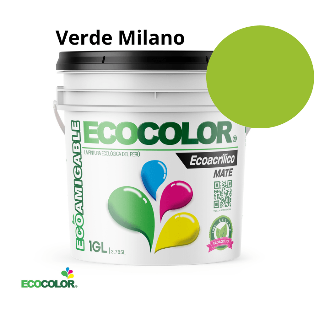 Pintura Ecológica ECOACRILICO MATE 1 Galón Verde Milano
