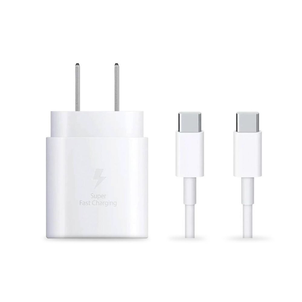 Cargador Samsung 25W con Cable Tipo C a C  - Blanco