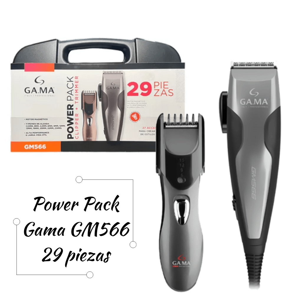Maquina de Cortar Cabello Gama Power PACK GM566 29 PIEZAS
