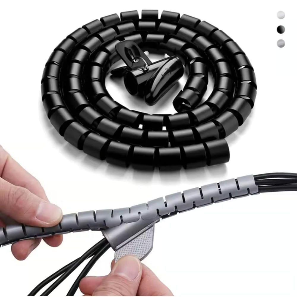 Tubo Espiral Negro 10m Para Proteger Cables - Diámetro 24mm, Sirve Para Cables De 20-130mm, Gestión Ordenada Cables