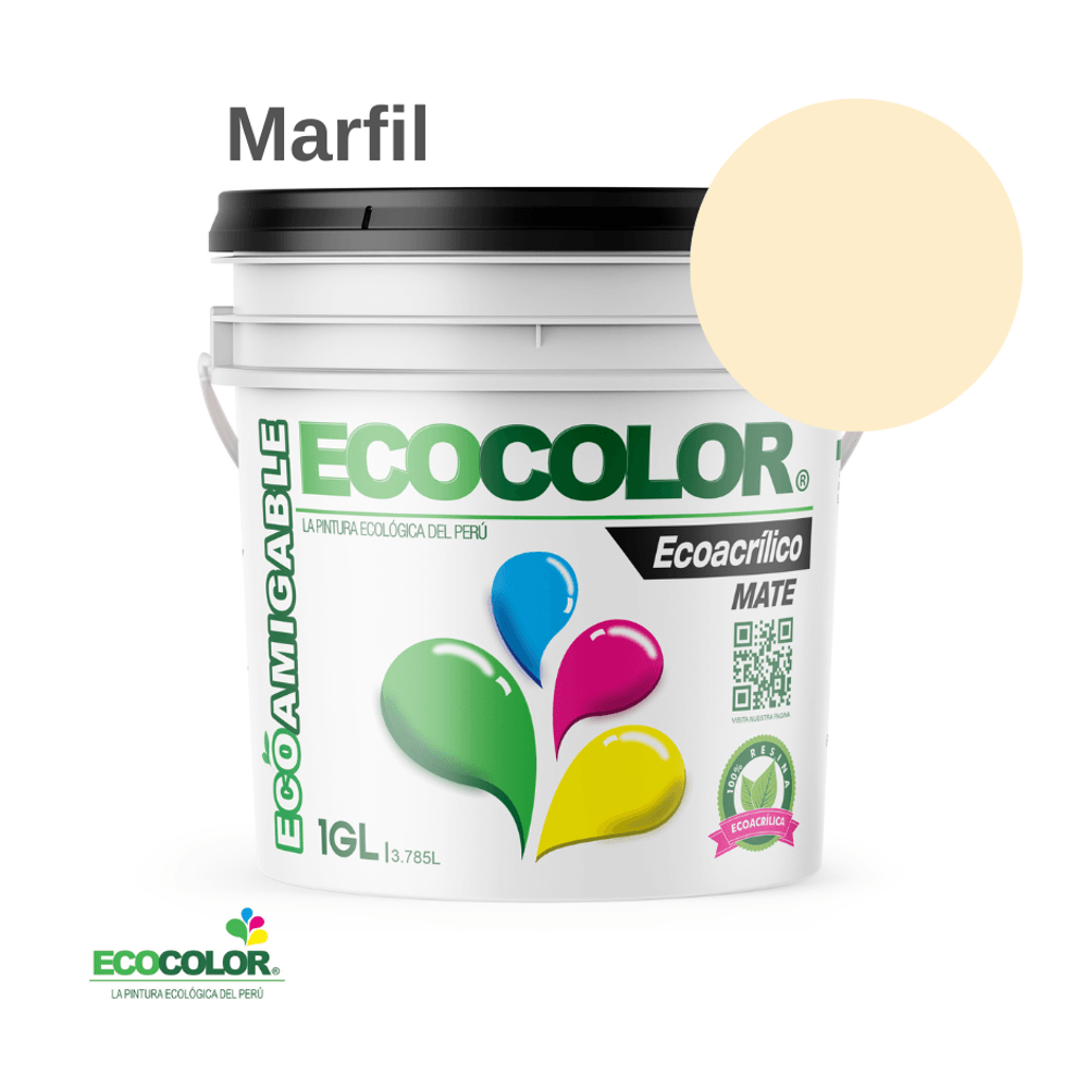 Pintura Ecológica ECOACRILICO MATE 1 Galón Marfil