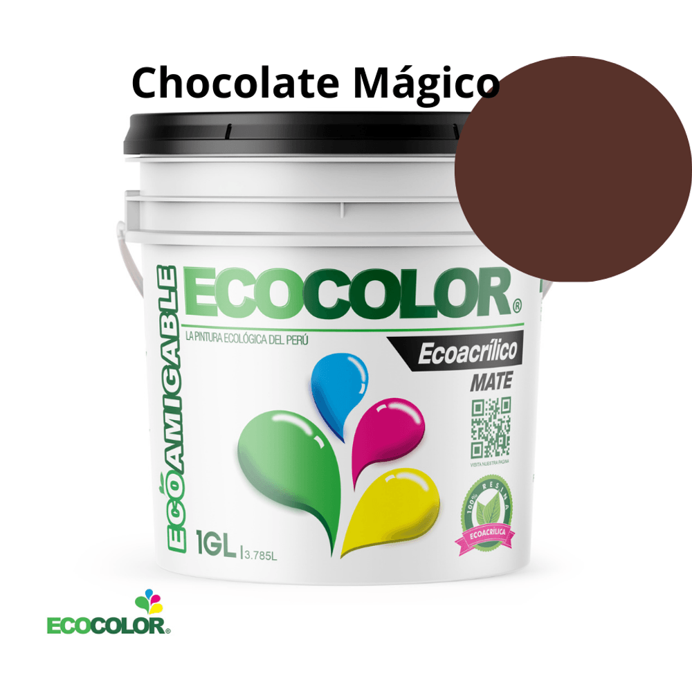 Pintura Ecológica ECOACRILICO MATE 1 Galón Chocolate Mágico