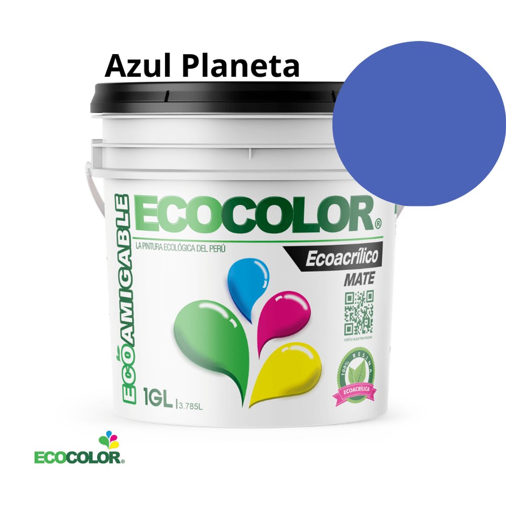 Pintura Ecológica ECOACRILICO MATE 1 Galón Azul Planeta