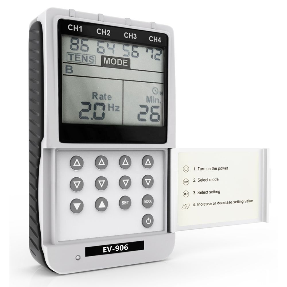 Multi Stim EV906 - TENS/EMS Digital de 4 Canales y 8 Parches