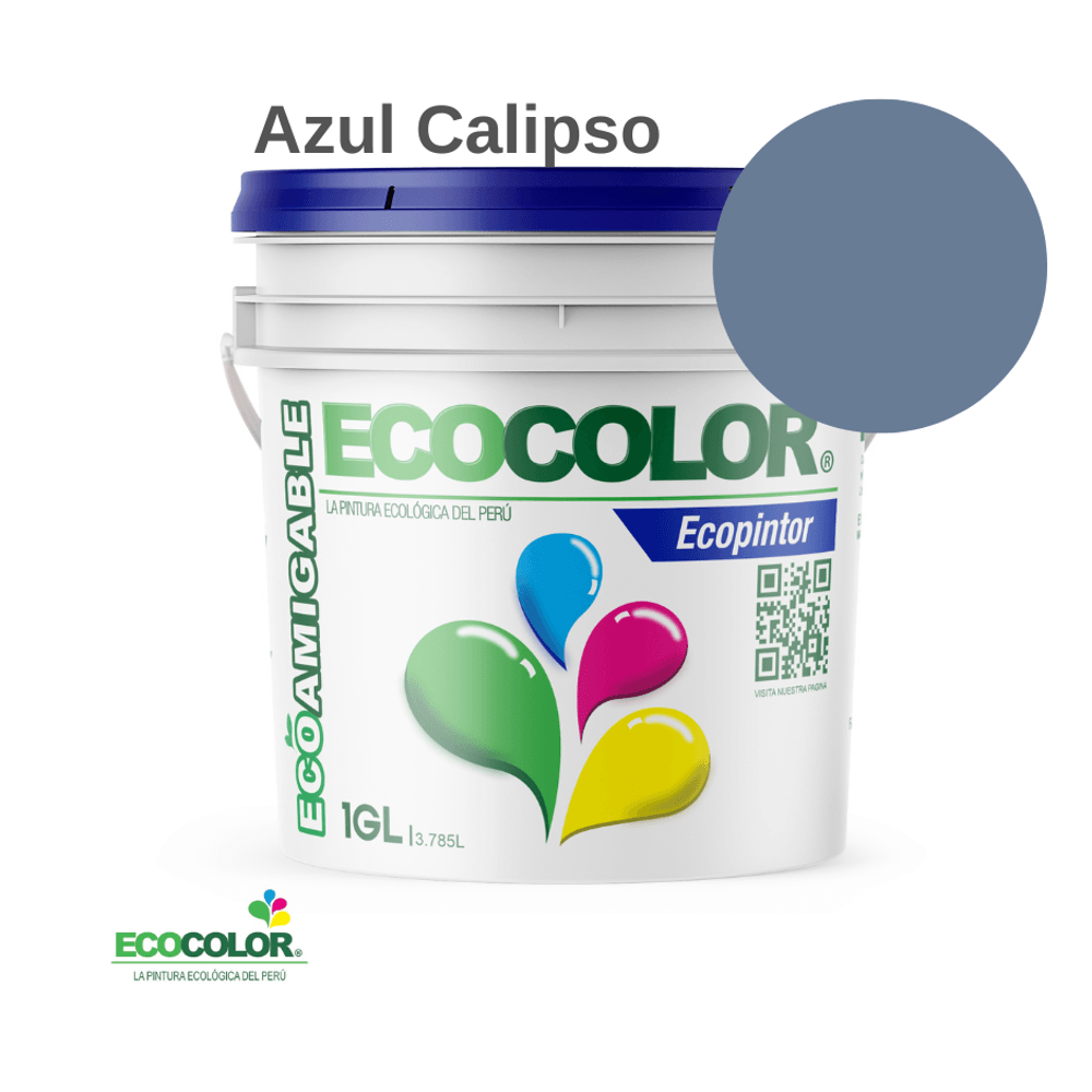 Pintura Ecológica ECOPINTOR 1 Galón Azul Calipso