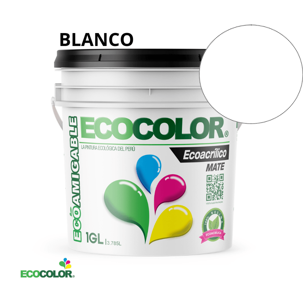 Pintura Ecológica ECOACRILICO MATE 1 Galón Blanco