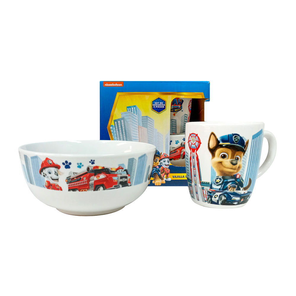 Vajilla Infantil Paw Patrol Bowl + Taza Scool Ceramica