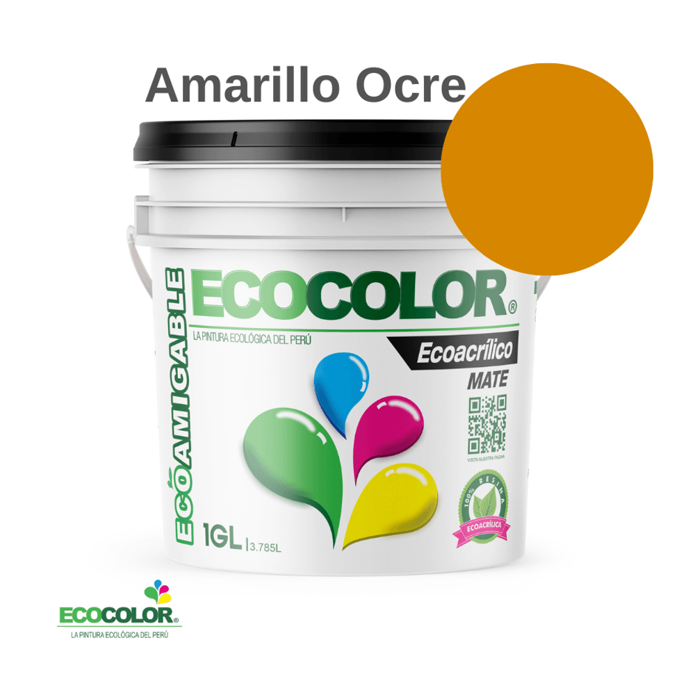 Pintura Ecológica ECOACRILICO MATE 1 Galón Amarillo Ocre