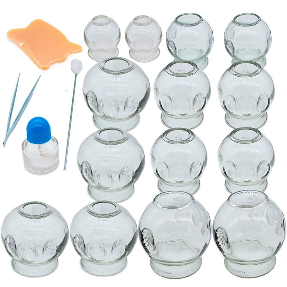 Kit de 14 Ventosas de Vidrio para Terapia y Rehabitacion