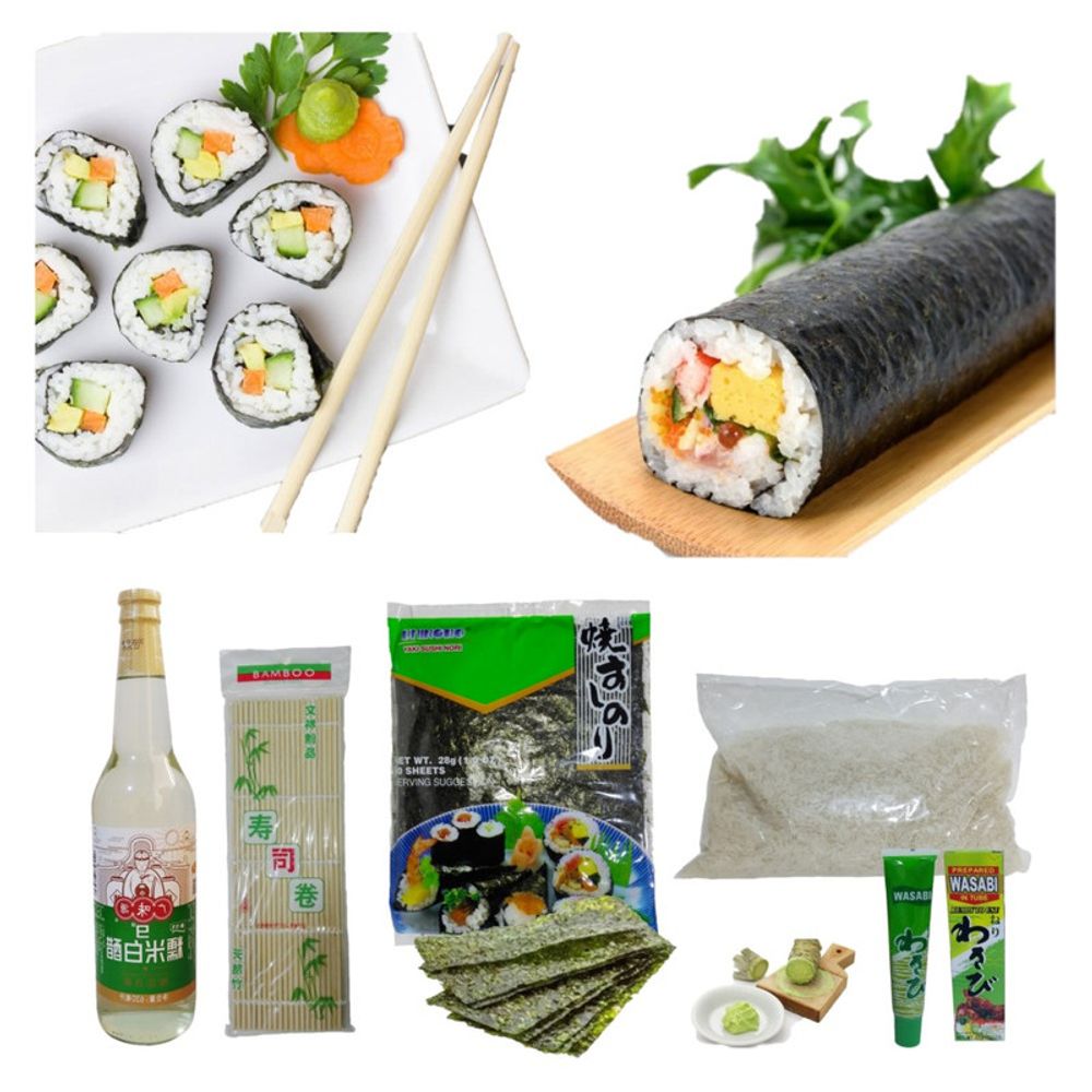 Set Makis Picante Tradicional 5pza Wasabi Esterilla Alga Nori Arroz Vinagre