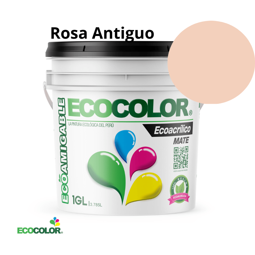 Pintura Ecológica ECOACRILICO MATE 1 Galón Rosa Antiguo