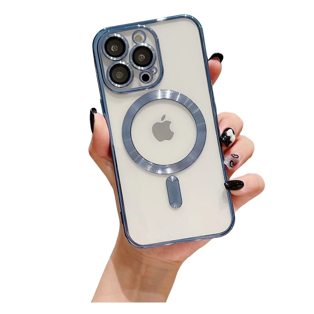 Case de lujo para iPhone 15 compatible con MagSafe Celeste