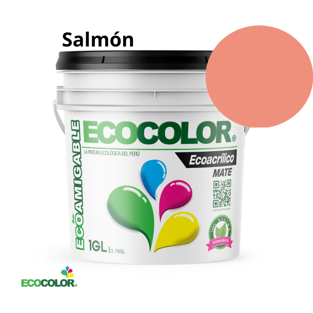 Pintura Ecológica ECOACRILICO MATE 1 Galón Salmón