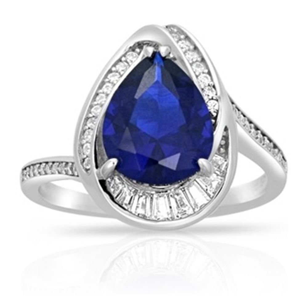Anillo de Plata Musiack Modelo Blue Heart Color Azul y Blanco Talla 7