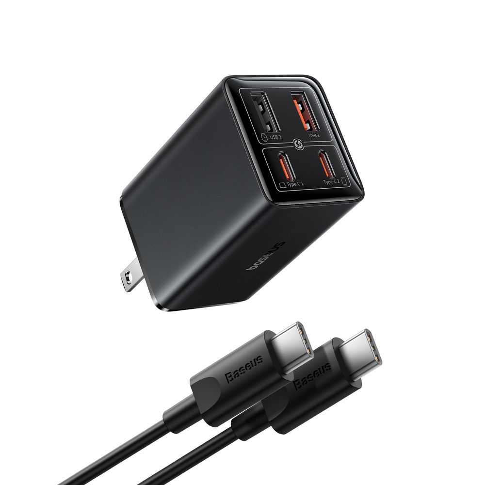 Cargador Baseus 65W GaN 6 Pro Carga Rápida 4 Puertos con Cable 1m