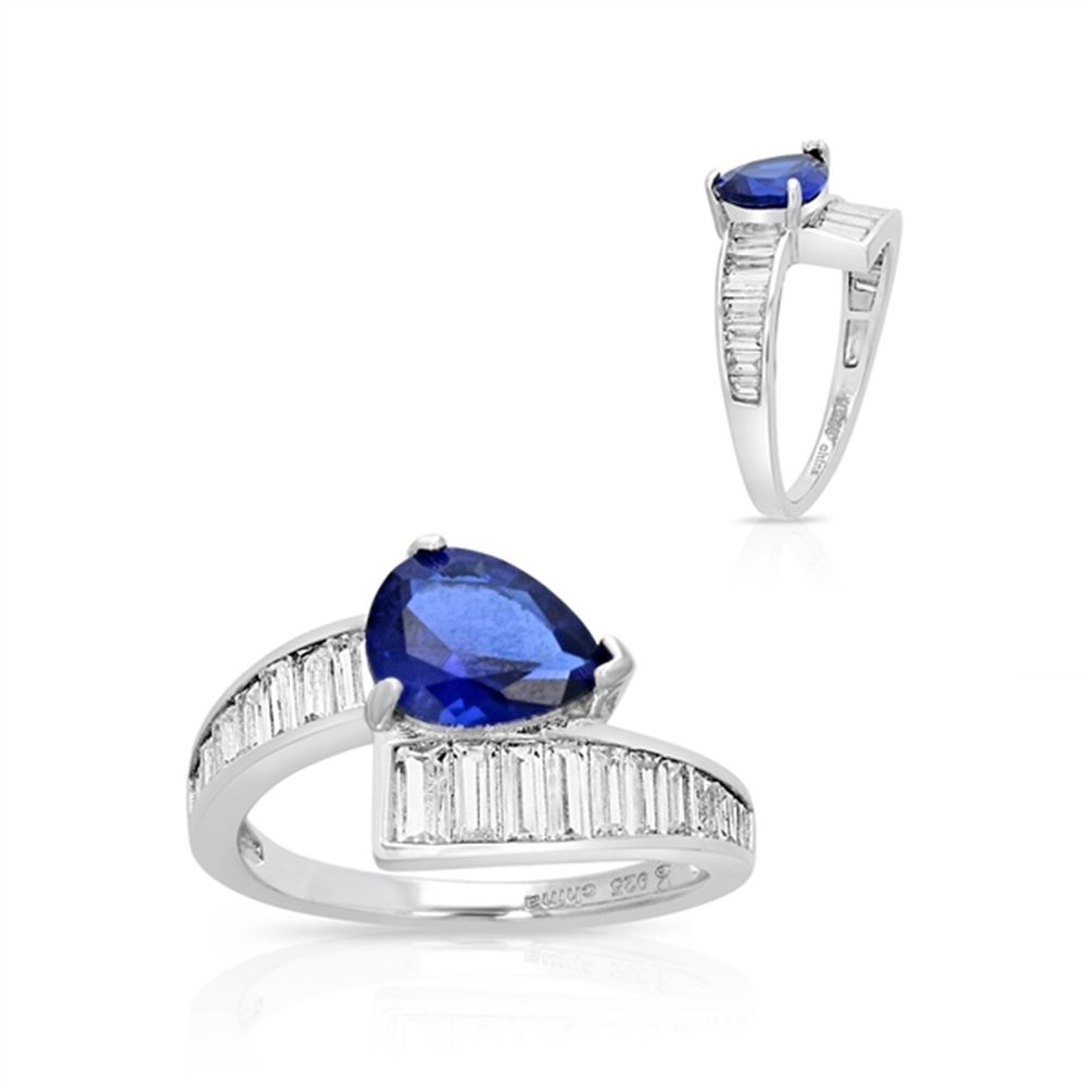 Anillo de Plata Musiack Modelo Blue Moon Color Azul y Blanco Talla 7