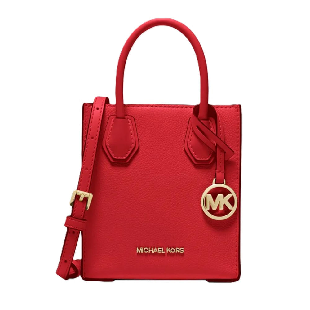 Cartera Michael Kors Mercer Extra-Small Logo and Cuero  Rojo-Brillante