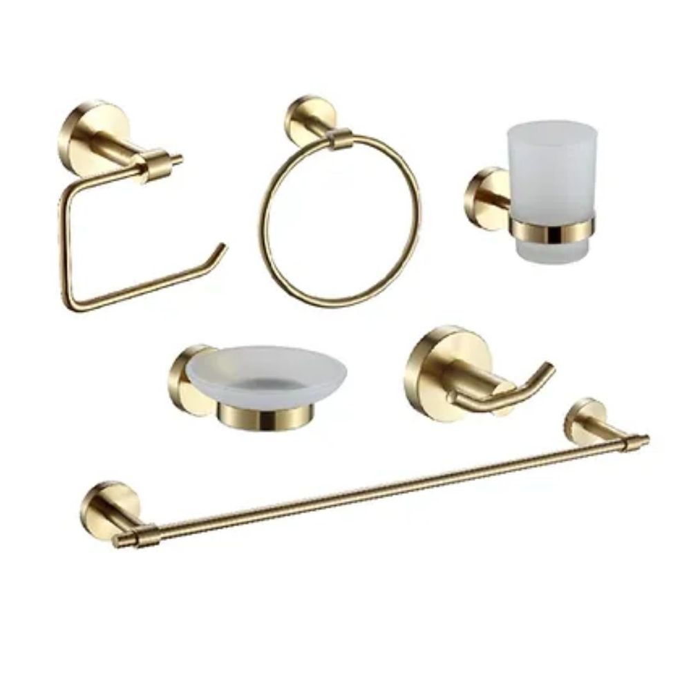 Kit de Baño 6 Piezas Acero Dorado