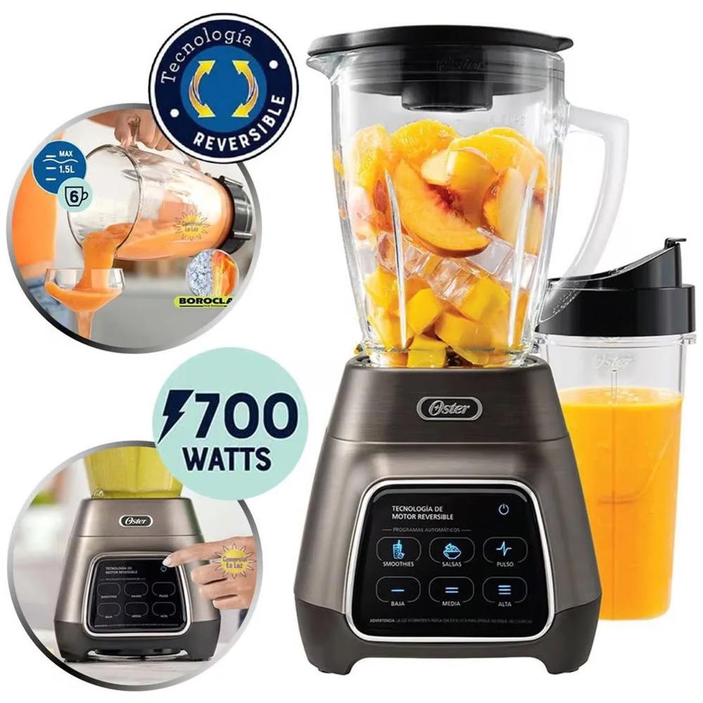 Licuadora Reversible de 1.5 Lts 3 Vel Blend Go Oster BLSTPYG1312XBG Gris 700 W