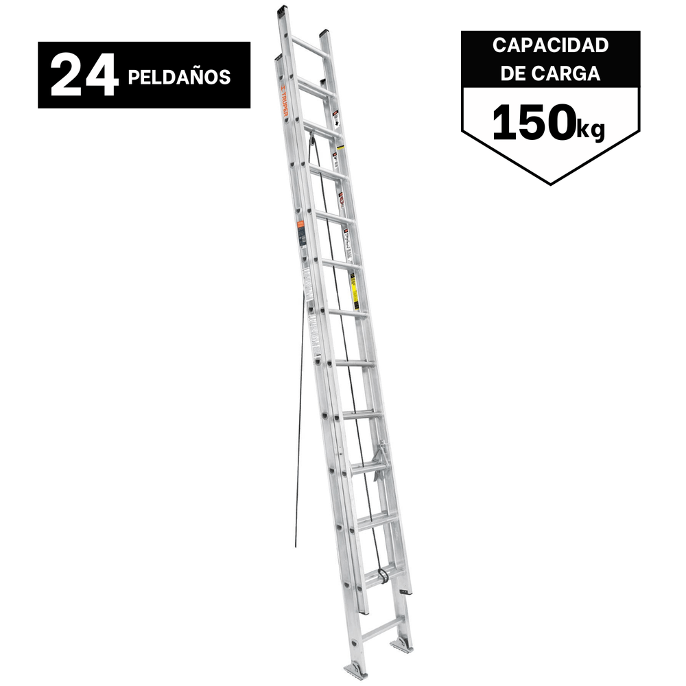 Escalera Telescopica 24 Peldaños Soporta 150kg Truper  16028