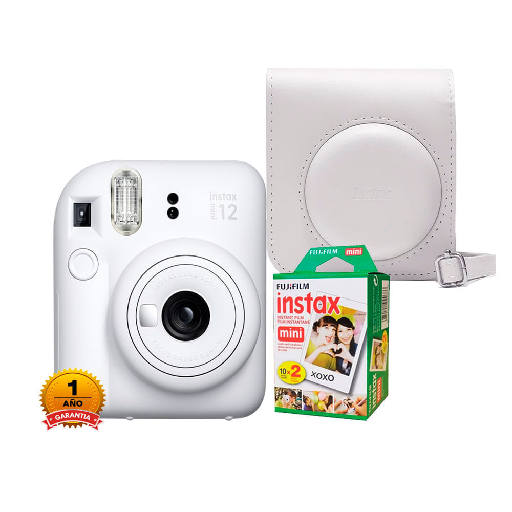 Camara Fujifilm Instax Mini 12 Blanco+Estuche12+Peliculax20