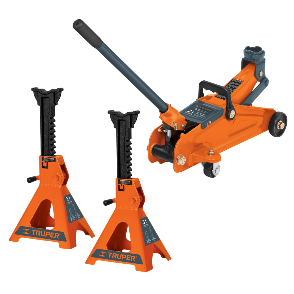 Combo Gata Hidráulica 2 Toneladas + Caballete 3 Toneladas Truper 14944-14843