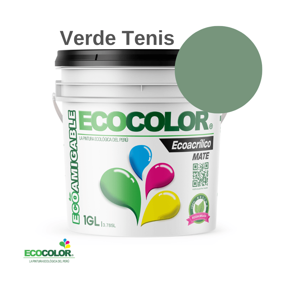 Pintura Ecológica ECOACRILICO MATE 1 Galón Verde Tenis