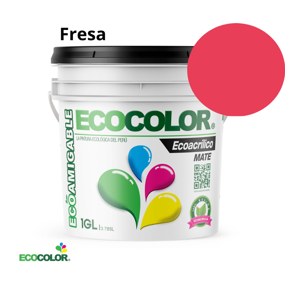 Pintura Ecológica ECOACRILICO MATE 1 Galón Fresa