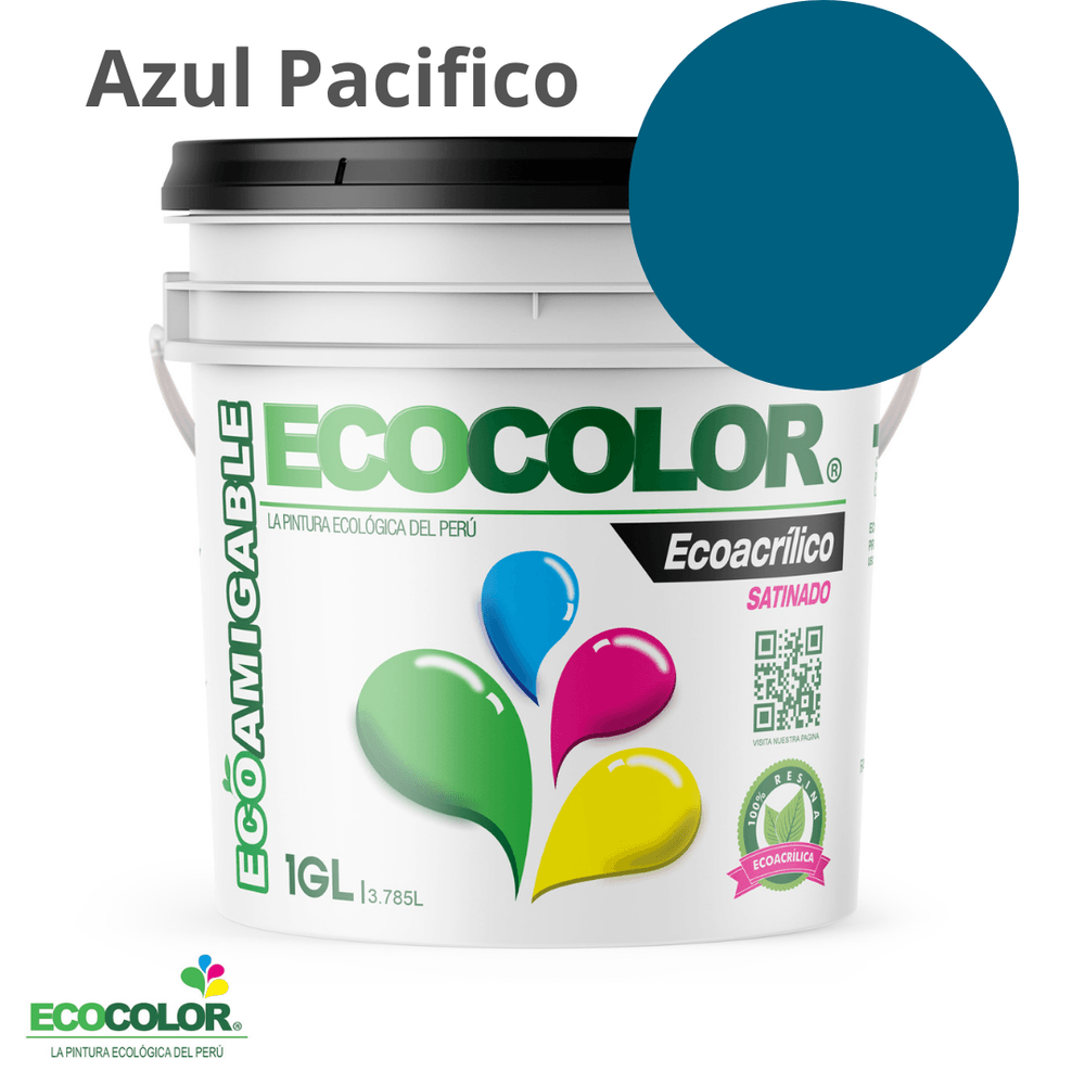 Pintura Ecológica ECOACRILICO SATINADO 1 Galón Azul Pacífico