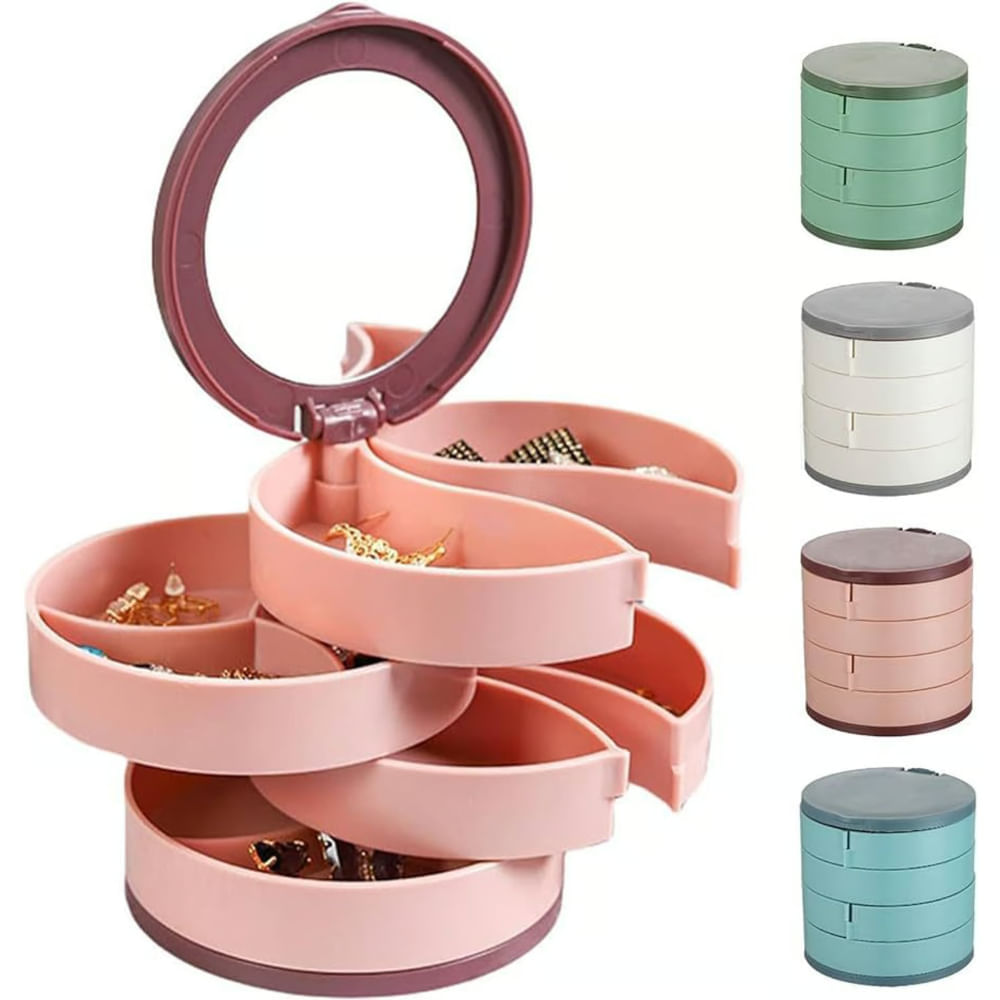 Joyero Organizador Giratorio 360° Espejo