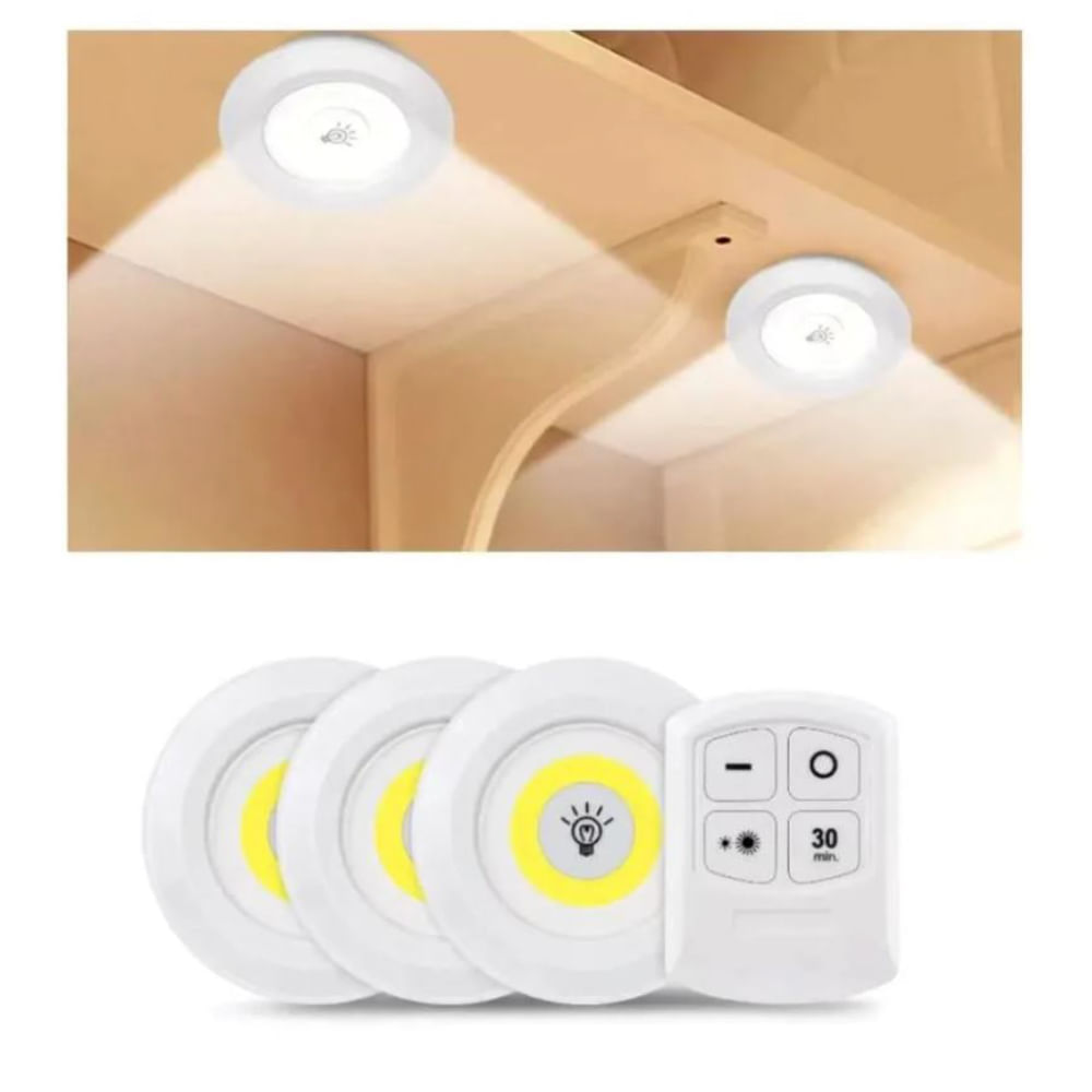 Luz Led con Control Remoto Inalámbrico 3 unidades