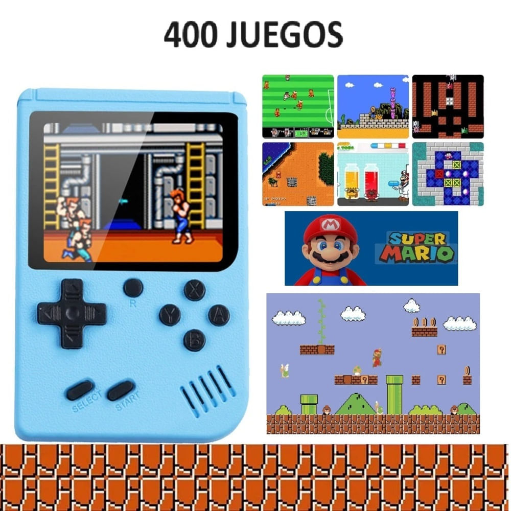 Mini Consola Videojuegos Mod. Retro 400 Juegos Super Mario Ninja Kong 8 bits LCD Navidad Genieka